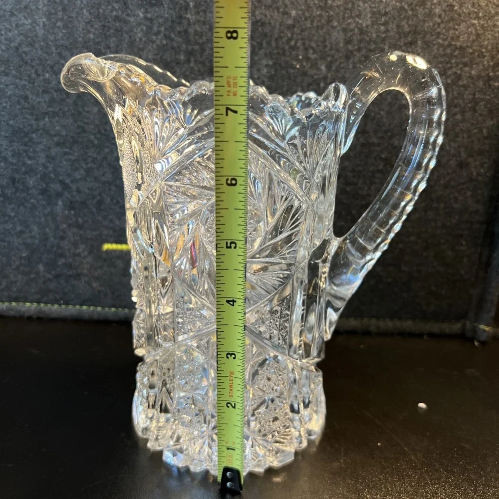 Vintage EAPG 1913 US Glass Art Cut Line Whirling Star Pitcher 7.75